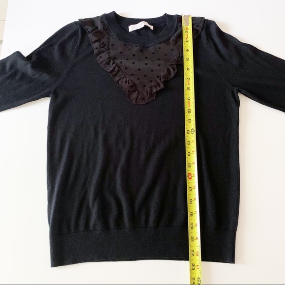 LOFT lightweight sweater w/ polka dot mesh detailing black size M, runs small - Picture 7 of 8